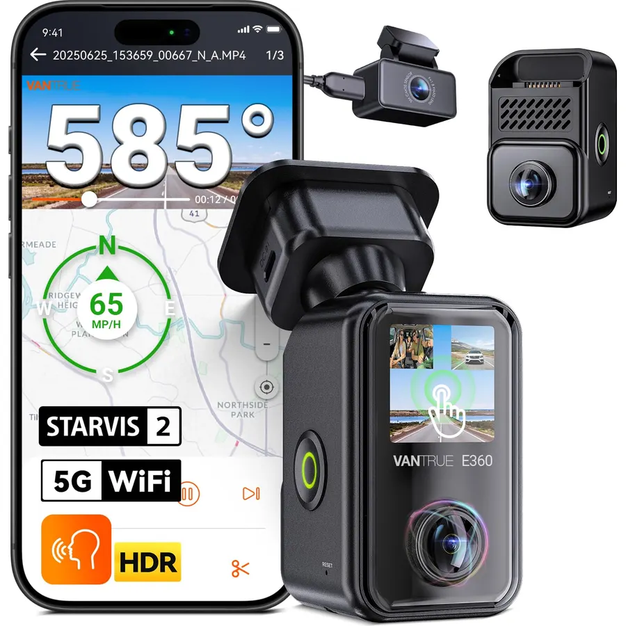 Vantrue E360 Plus All Channel Dash Cam 585° Fisheye