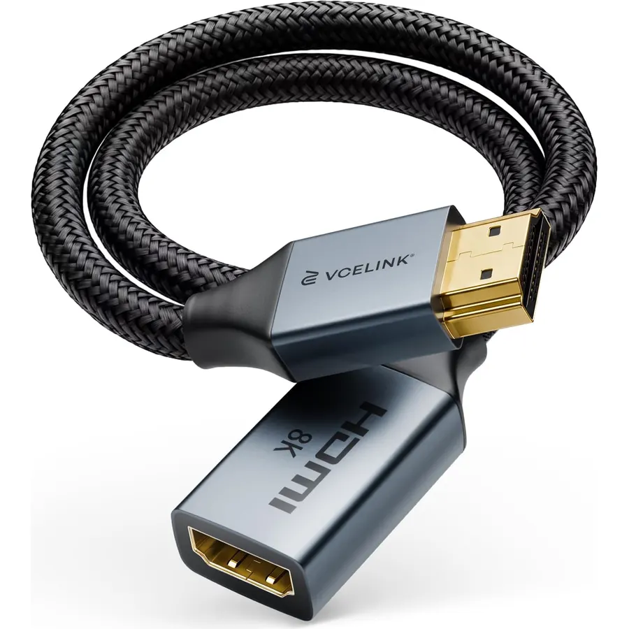 VCELINK 8K HDMI Extender Cable, Male to Female Adapter, 1FT
