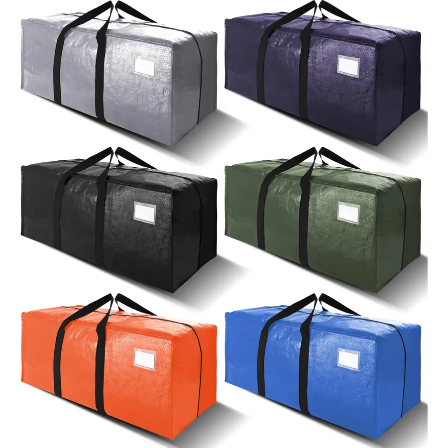 Cosy Family 4 Pack Heavy Duty Extra Large Moving Bags with Backpack Straps - Strong Handles & Zippers, Storage Totes For Space Saving, Fold Flat, Alternative to Moving Box (X-Large-Set of 4, Blue)