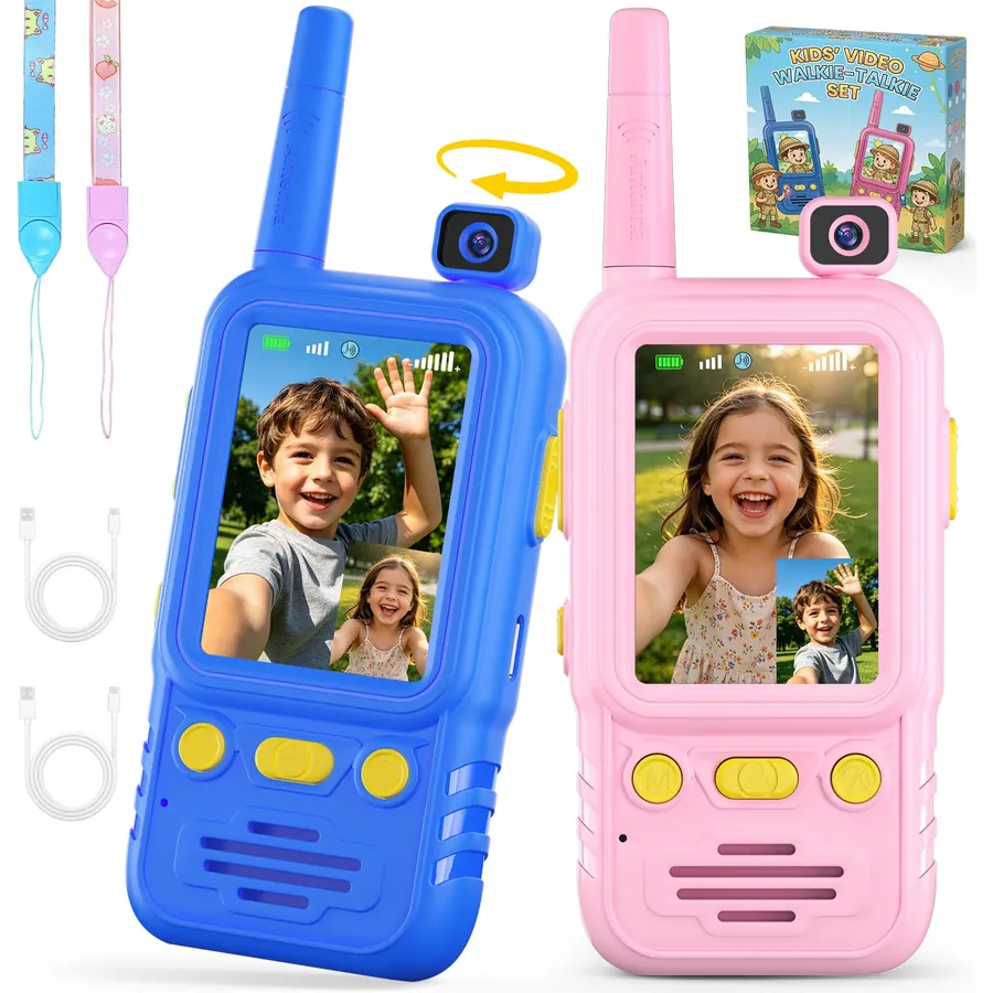 Video Walkie Talkies for Kids with 180° Rotating Camera Indoor Outdoor Toys