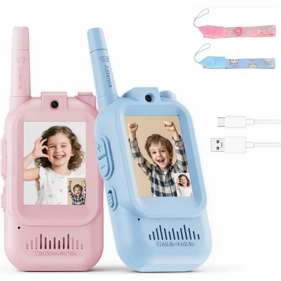 Web Pattern Rechargeable Video Walkie Talkies for Kids with Screen, 2 Pack