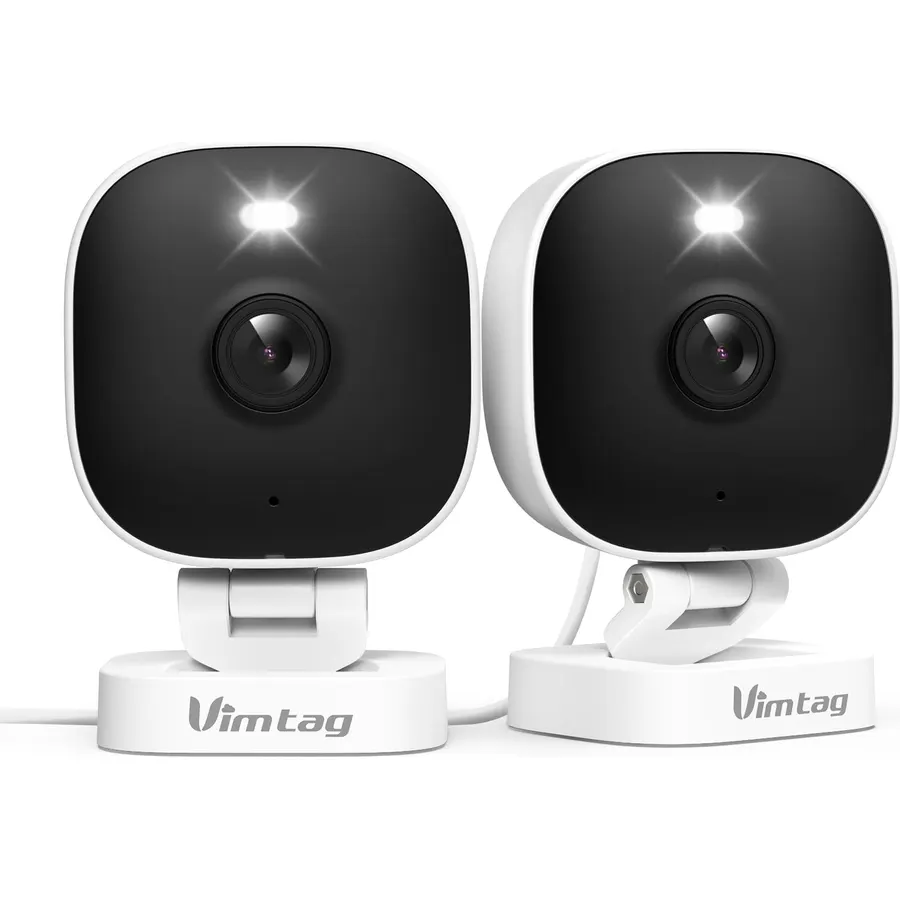 VIMTAG 2.5K Cameras for Home Security Outdoor/Indoor, Color Night Vision Security Camera for Baby/Pet/Dog/Nanny, Light/Siren, Motion Detection, 2-Way Audio, Work with Alexa, Cloud/Card Storage, 2Pcs