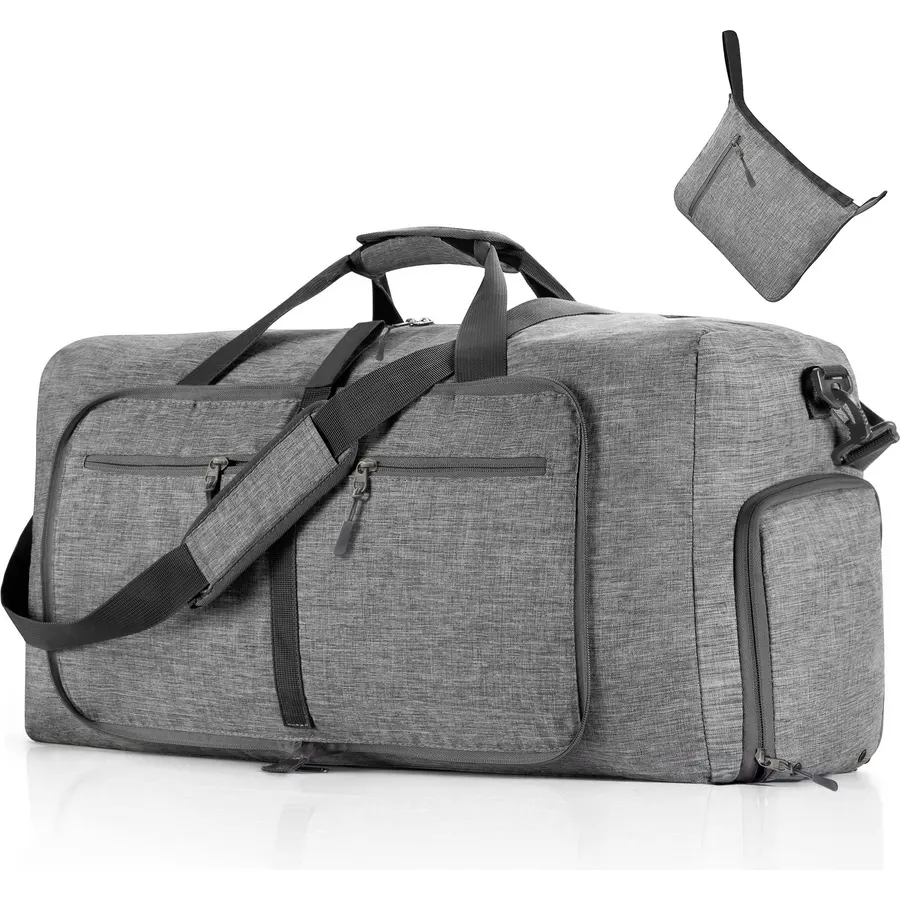 Vorspack 65L Foldable Duffle Bag for Travel with Shoe Compartment, Black