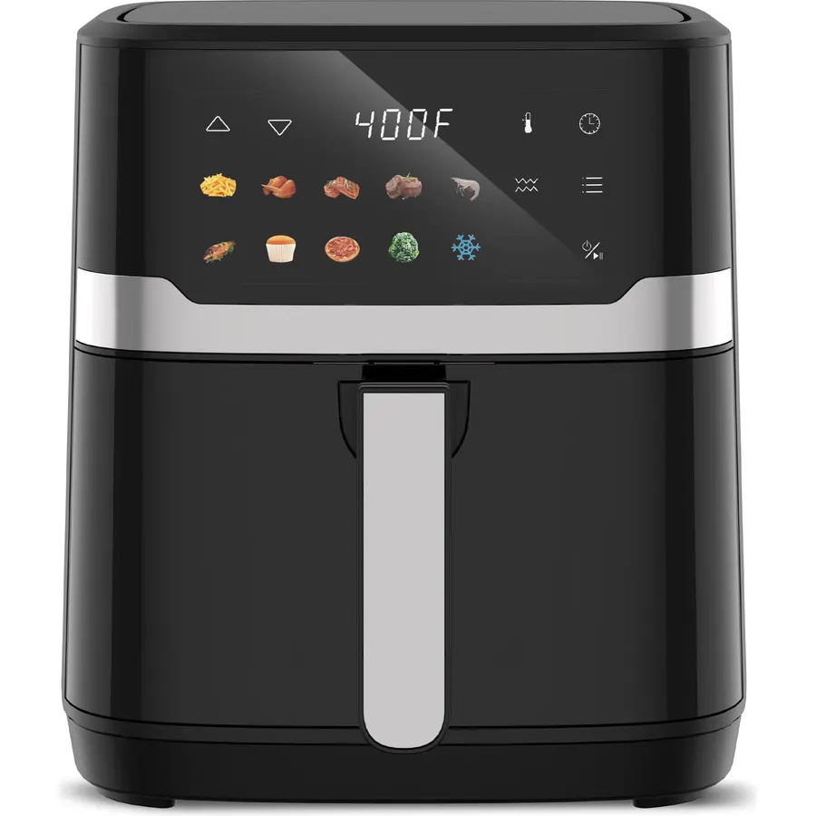 VUSIGN Air Fryer 6.8QT, 10-in-1 Functions Airfryer with Visible Window, 400°F Fast Heating & Adjustable Bottom Heater for Crispier Results, Nonstick & Dishwasher-Safe Basket, 1700W, Black