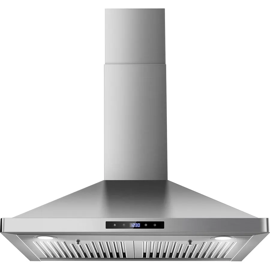 Wall Mount Kitchen Hood 30 inch, Ducted/Ductless Range Hood with Delayed Shutdown Function, 700CFM, 3 Speed Fan, Energy-saving LED Lights, Soft Touch Control, Stainless Steel Grease Filters