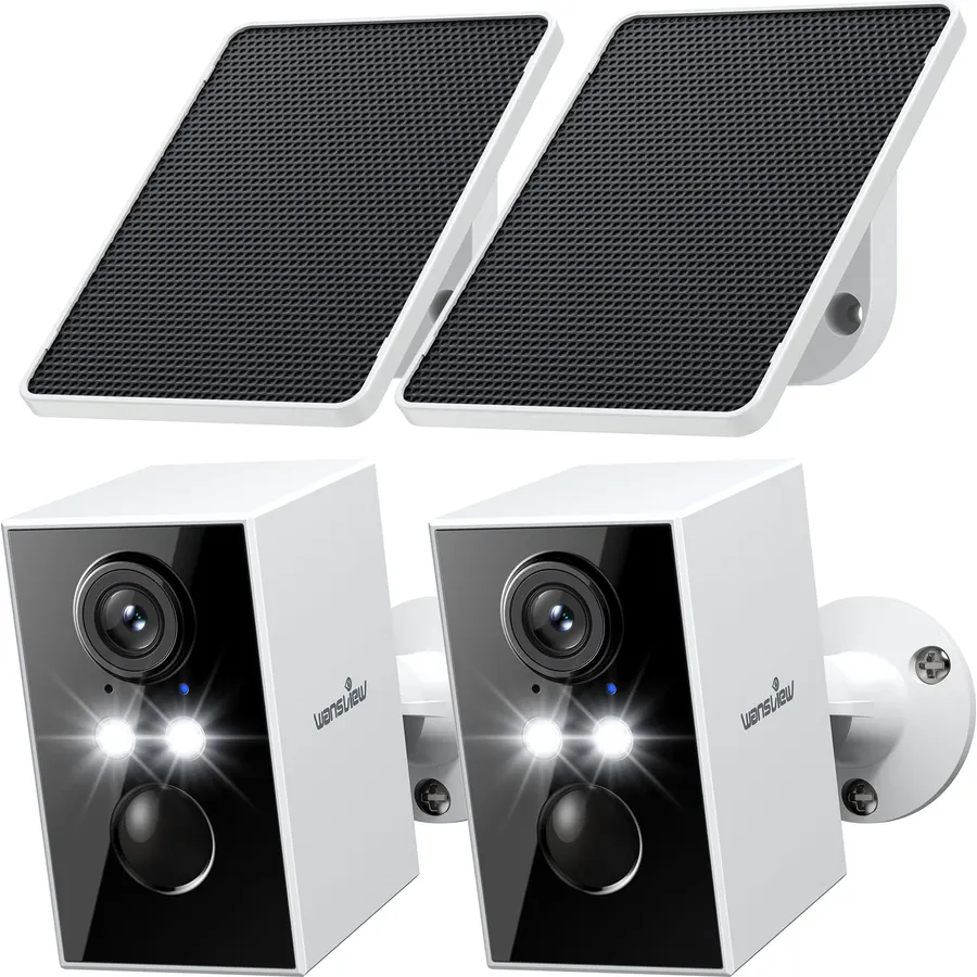 wansview Solar Security Cameras Wireless Outdoor 2K WiFi 6, A1 2Pack