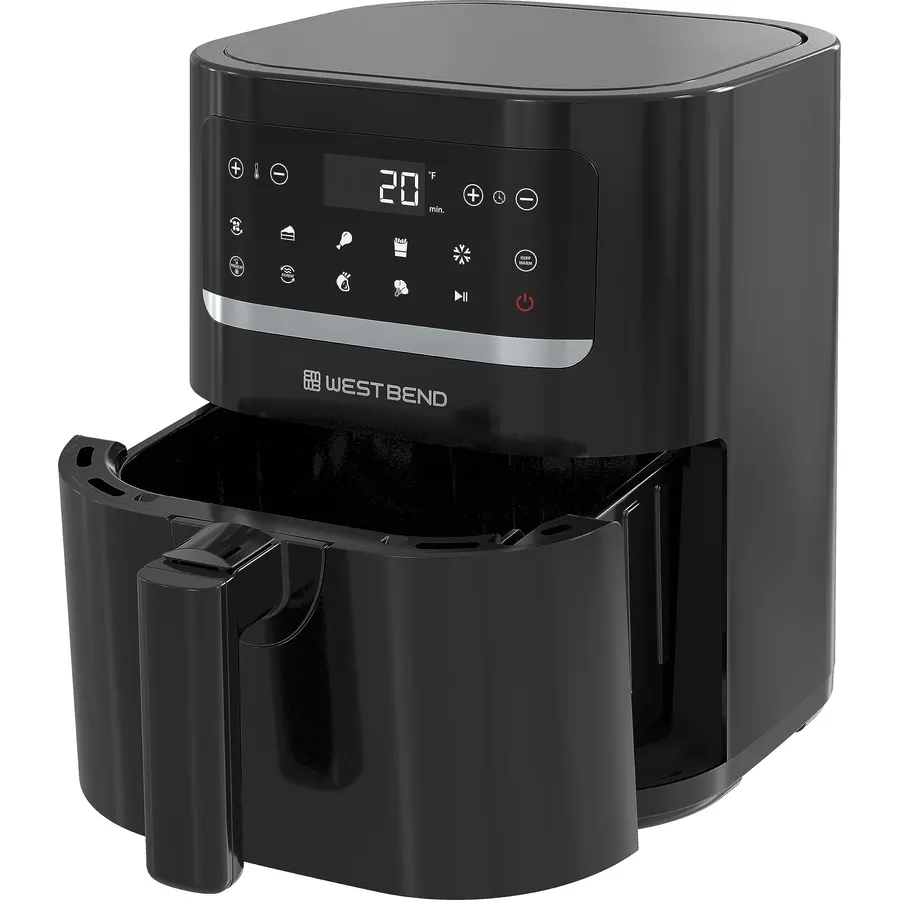 West Bend Digital Air Fryer with One-Touch Presets, Shake Reminder for Even Cooking and Nonstick Easy-Clean Basket, 5 Quart