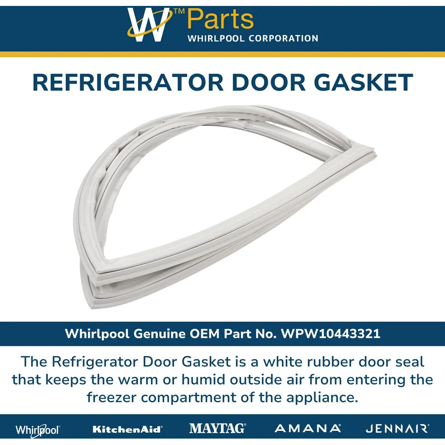 Whirlpool WPW10443321 Genuine OEM Refrigerator Door Gasket Replacement Part - Replaces W10162897, W10164043, and more