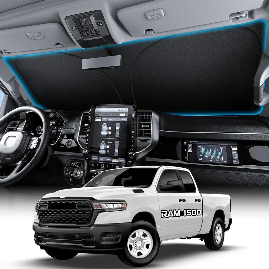 Wigoo for Dodge RAM 1500 2019-2026 Windshield Sunshade, Heat Reduction