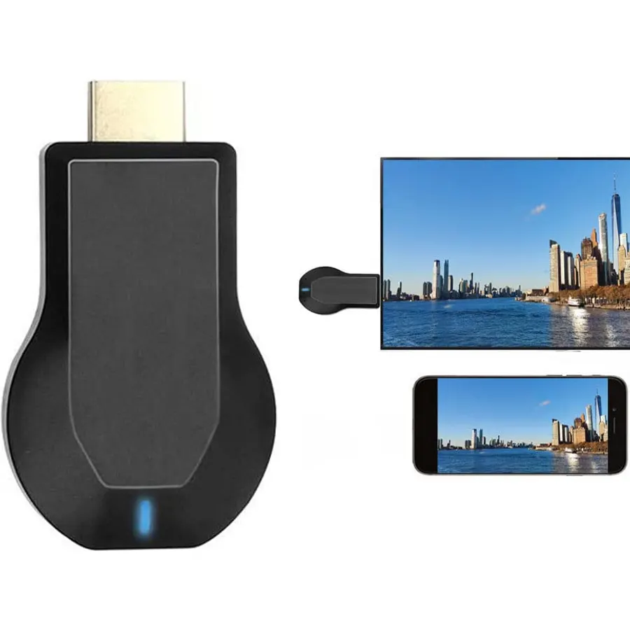 Wireless WiFi Display Dongle, 1080P HDMI Adapter for Mobile Screen Mirroring Device to TV Projector Receiver, Business Education Office Supplies, Support Android iOS Windows