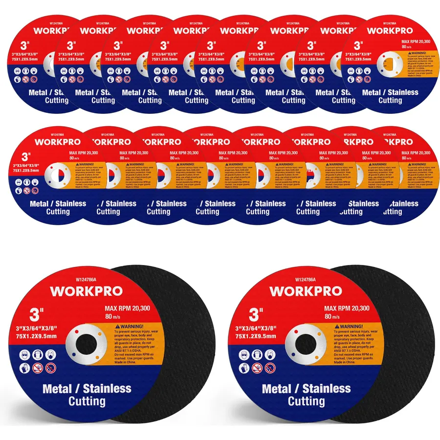 WORKPRO 20-Pack 3" x 3/8" Cut-Off Wheels