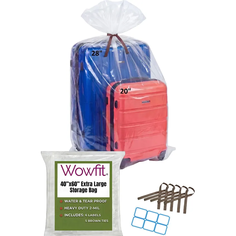 Wowfit Extra Large Storage Bags for Car Seat & Luggage, 40x60, 5 CT, 2 Mil