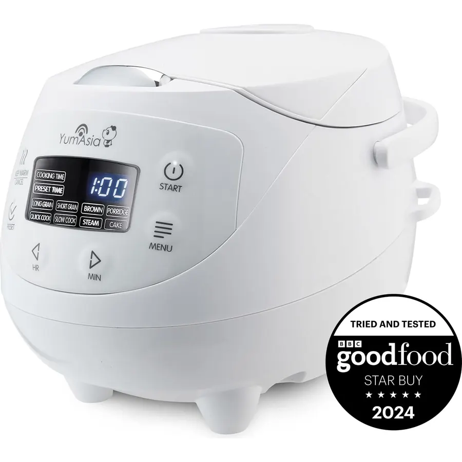 Yum Asia Panda Mini Rice Cooker With Ninja Ceramic Bowl and Advanced Fuzzy Logic (3.5 cup, 0.63 litre) 4 Rice Cooking Functions, 4 Multicooker functions, Digital LED display - 120V