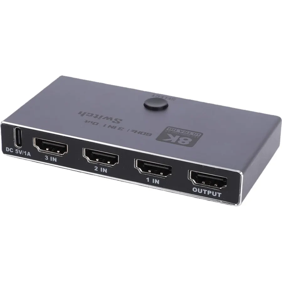 Yunseity HD Multimedia Interface switcher, 3 in 1 Out 2.1 Switcher Supports 8K 60Hz 4K 240Hz 1080P 480Hz 48Gbps, with CEC VRR ALLM QFT, for TV Fire Stick