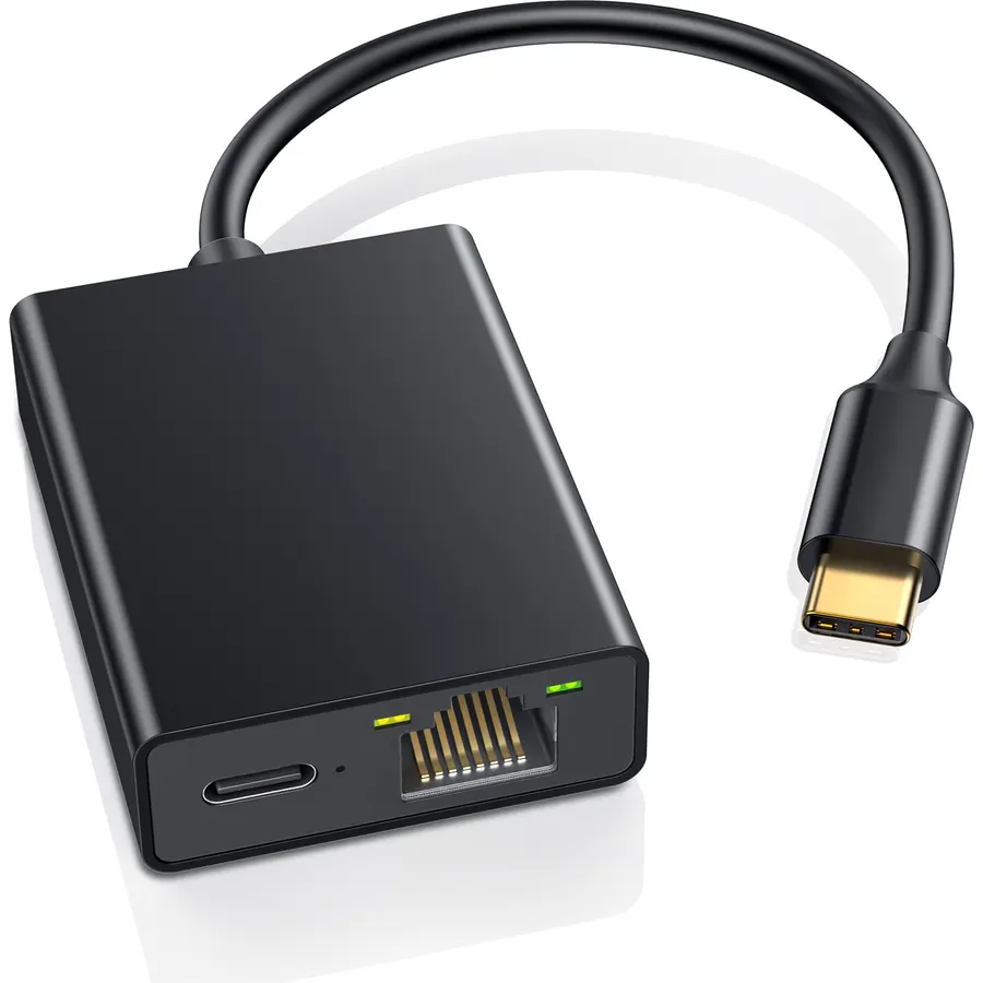 ZEXMTE USB C to Ethernet Adapter for Chromecast with Google TV- USB C to Rj45 Ethernet Network Adapter, Compatible with Chromecast Google TV (HD/ 4K), Laptop, Tablet - Adhesive Tape Include